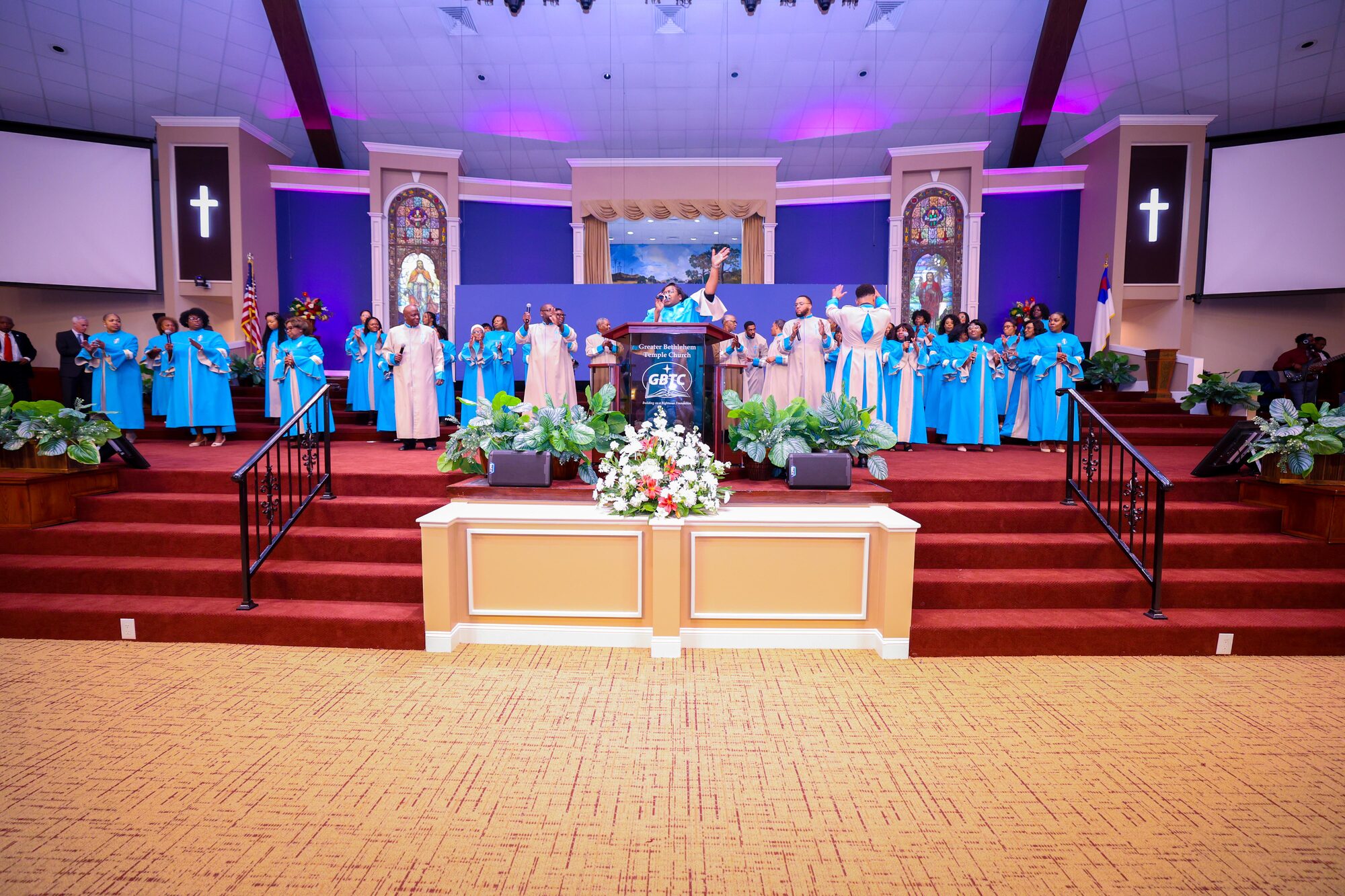 The Greater Bethlehem Temple choir leading worship